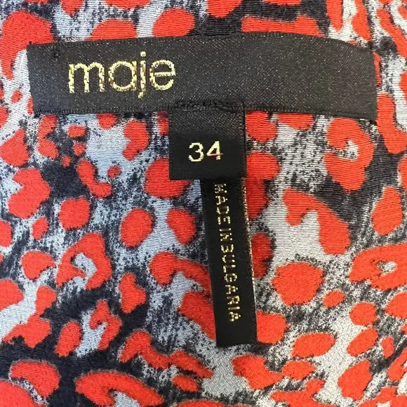 MAJE Pioma Leopard-print Woven Jumpsuit In Imprime Size XS EU 34 Red Gray Grey - Picture 9 of 11